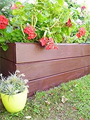 Stain a garden bed