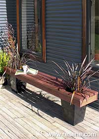 How to build a bench from ceramic pots and decking timber