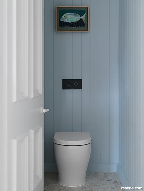 A light blue bathroom
