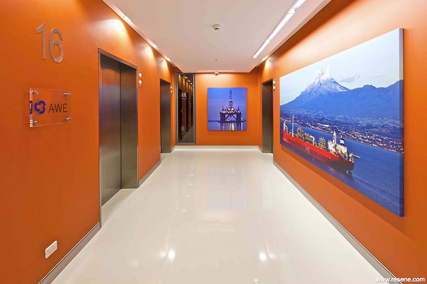 Bright orange hallway