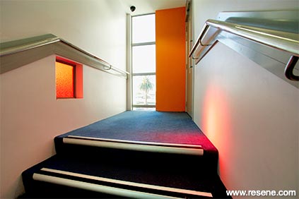 White and orange staircase