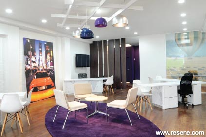 Purple and white offices
