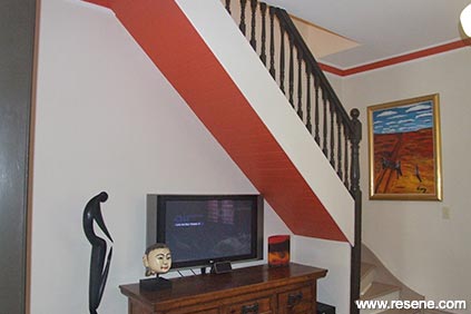 Red and white staircase