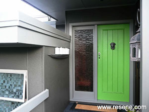 Lime green front door