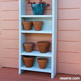 Build these whitewashed garden shelves