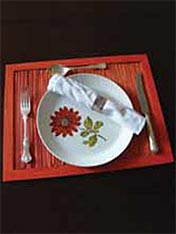 Painted bamboo breakfast place setting