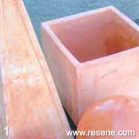 Step 1 how to decorate terracotta forms with metallic paint