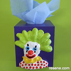 Kids decorated tissue box holder art project