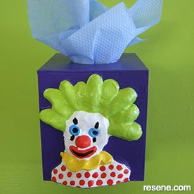 Kids decorated tissue box holder art project