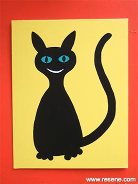 Create a lucky black cat painting 