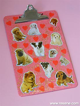 Jazz up an old clipboard with some cute puppy stickers 