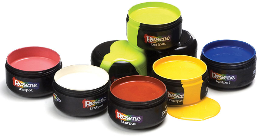 Resene testpots - popular for testing out one's favourite colours for for small projects!