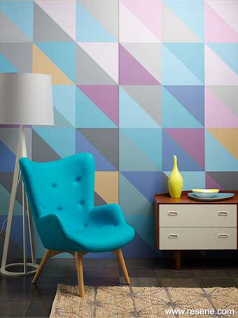Colour co-ordinated painted triangle wall