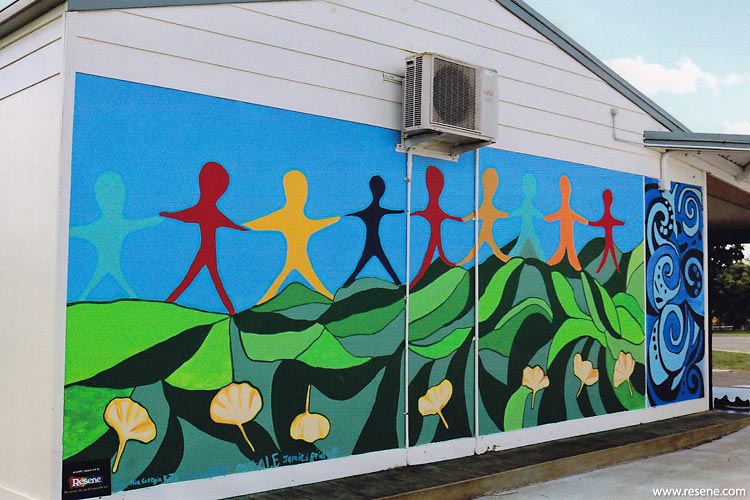Tahuna School mural - Our Tahuna Community. 