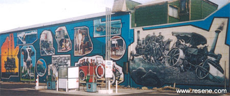 Mural on the wall of the Opunake Theatre Wall