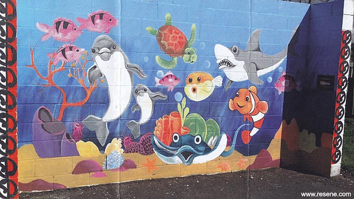 The theme of this mural is Te Moana (the sea)