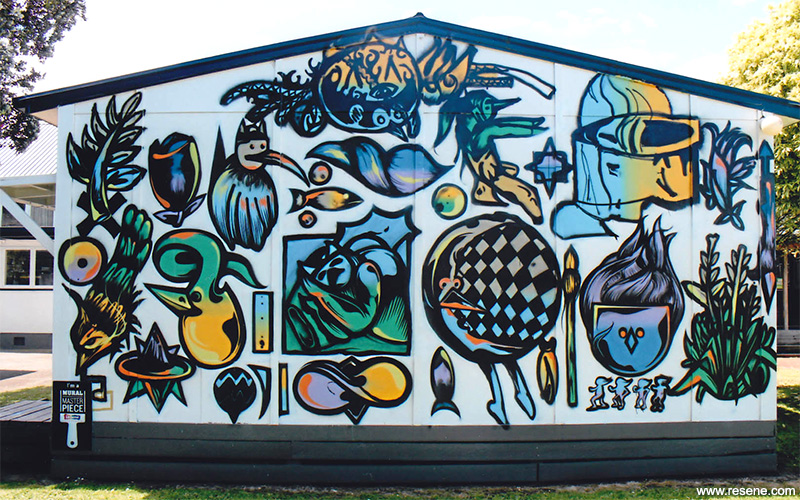 Kelston Girls College mural entry in the Resene Mural Masterpieces competition