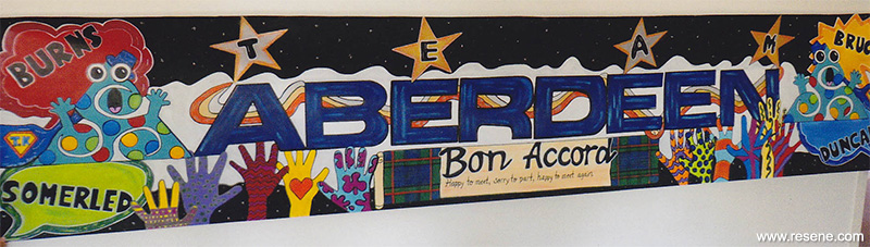 Aberdeen Primary School mural entry in the Resene Mural Masterpieces competition