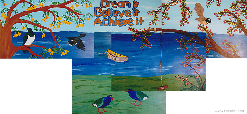 Parakai School mural entry in the Resene Mural Masterpieces competition