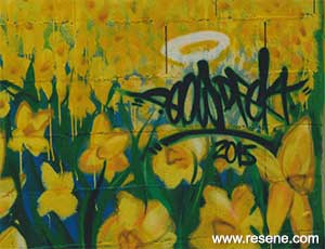 Cancer Society daffodill mural
