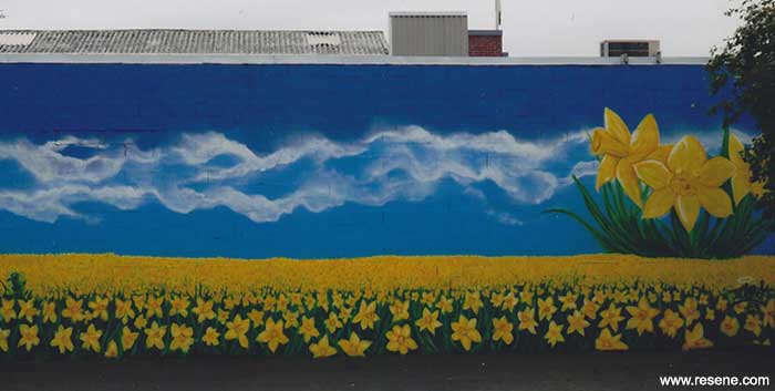 Cancer Society daffodill mural entry in the Resene Mural Masterpieces competition