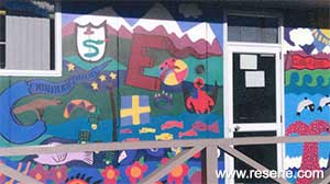 An entry from Kaikoura Suburban School in the Resene Mural Masterpieces competition 2015