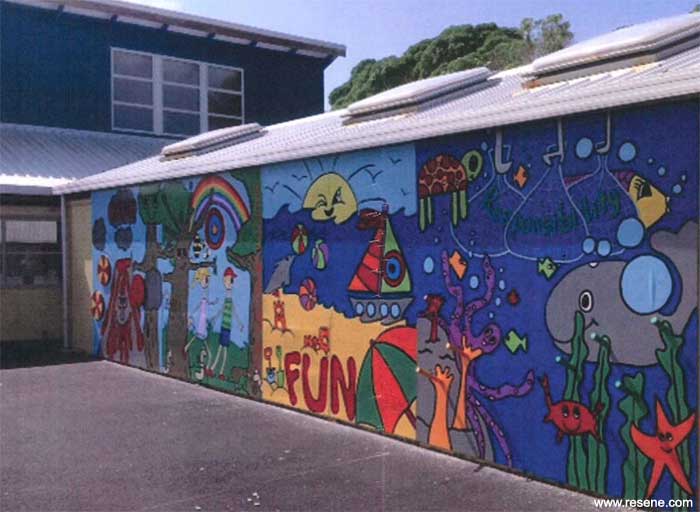 Gulf Harbour Primary mural entry in the Resene Mural Masterpieces competition