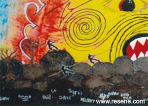 An entry from Papatoetoe Intermediate School in the Resene Mural Masterpieces competition 2015