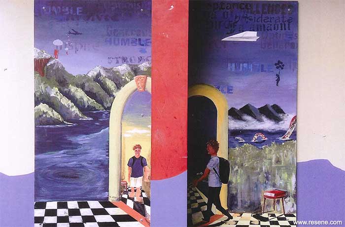 Marlborough Boys’ College mural entry in the Resene Mural Masterpieces competition