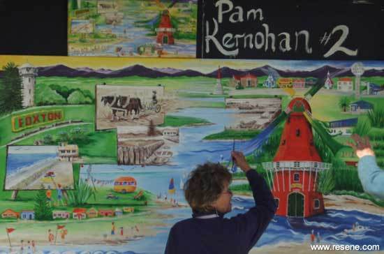 Pam Kernohan is a finalist in the Foxton's Festival of Murals 2010