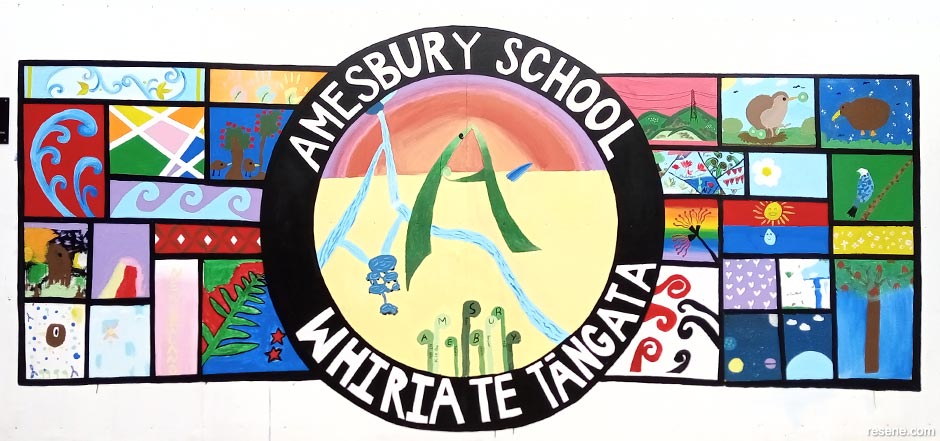 What represents Amesbury School and NZ mural