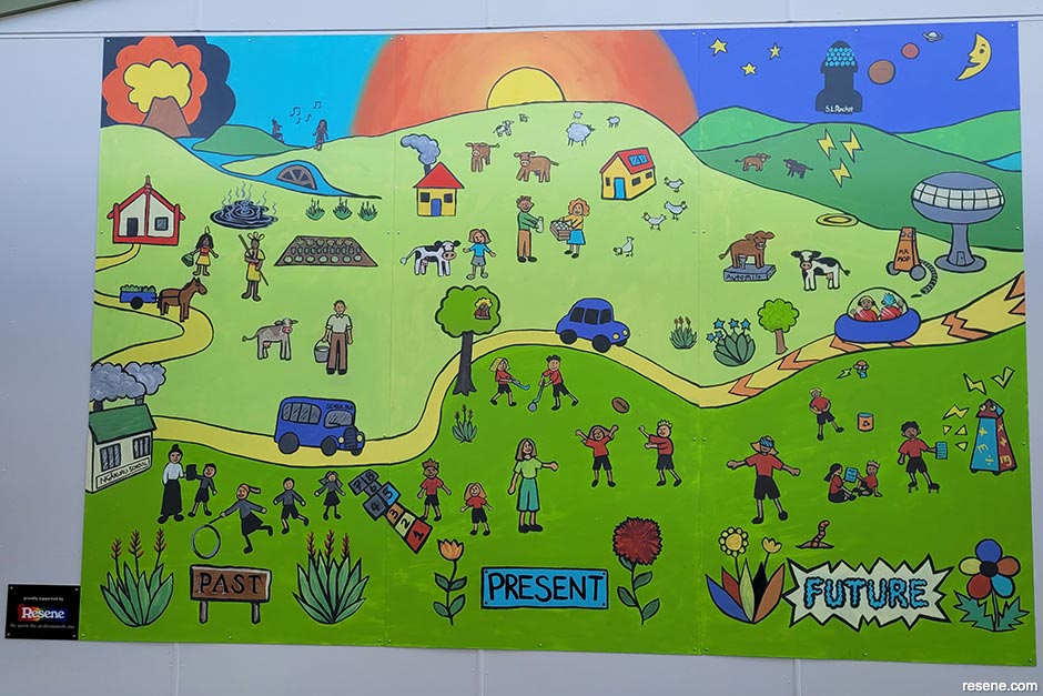 Ngakuru School – Past, present and future mural theme