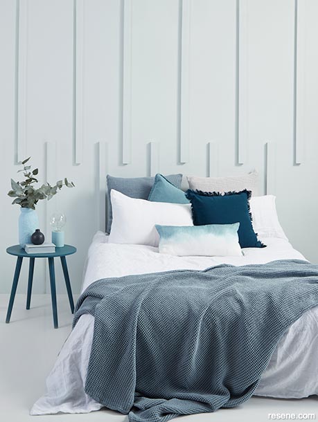 A blue bedroom with hints of saphire