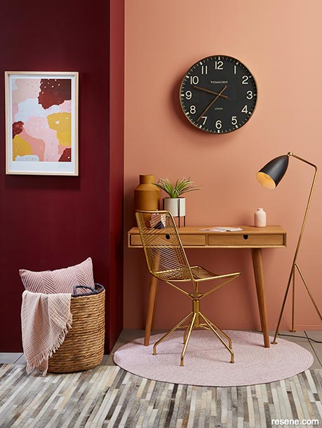 A sunset pink home office