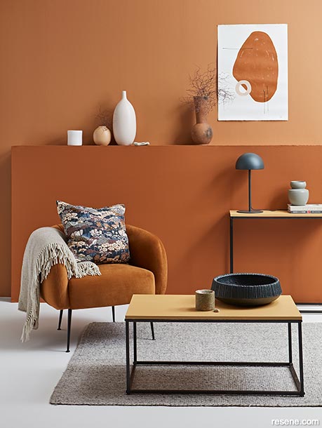 A lounge with a tonal colour scheme