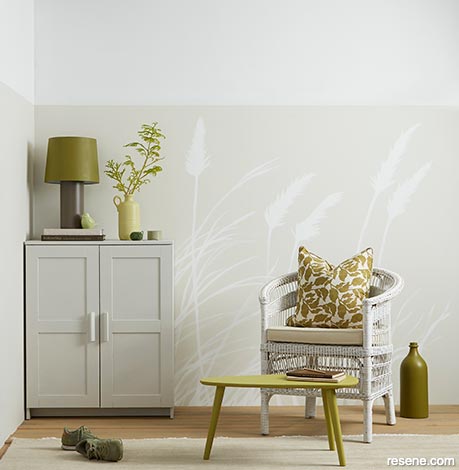 Whites complement an earthy green colour scheme