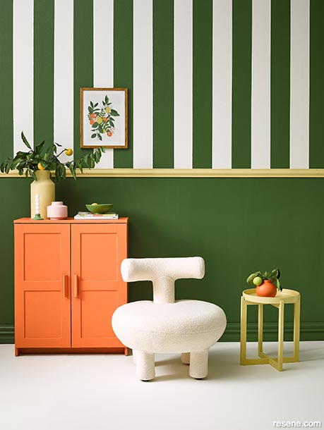 A refreshing green and orange interior