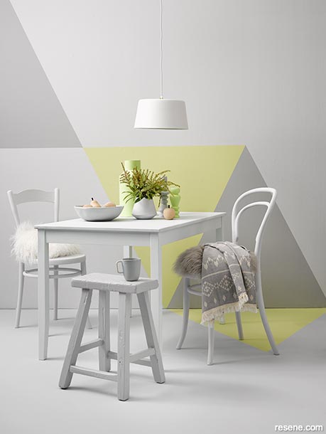 A simple geometric design creates a dining nook