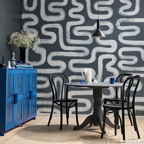A dining room with brushstroke effect