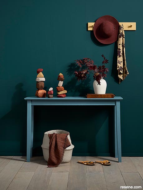 Earthy tones pair well with deep oceanic colours
