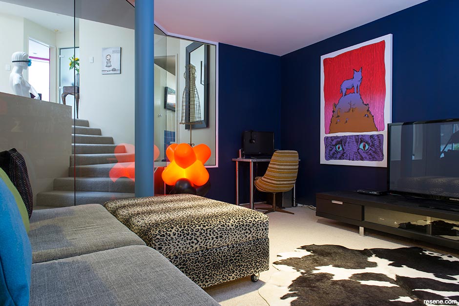 A blue and orange lounge