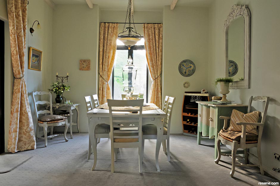 A feminine dining room in the French style