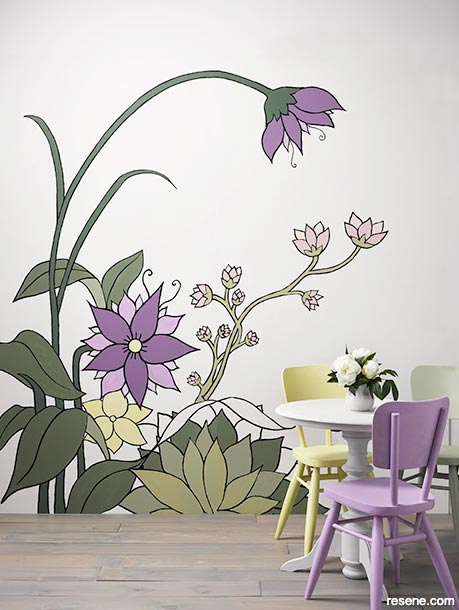 A colourful wall mural for kids