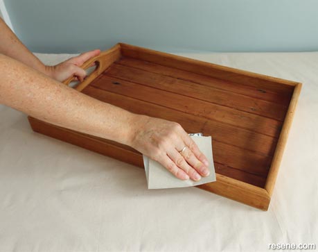 Decorate a tray with wallpaper - Step 1