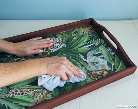 Decorate a tray with wallpaper - Step 6