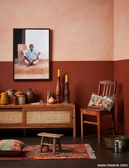 Earthy colours and two toned walls inspired by old world India