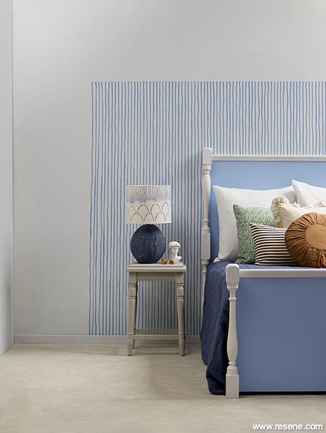 Painted pinstripes in bedroom