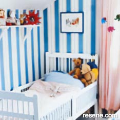 Blue and white striped nursery