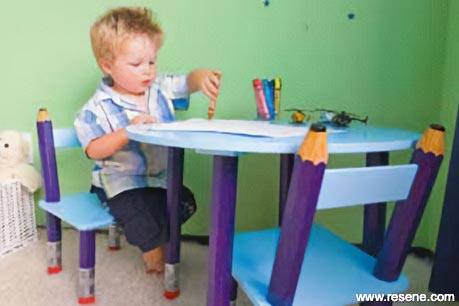 Painted desk and chairs for kids room