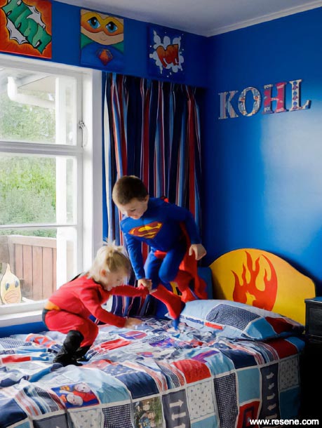 A superhero themed bedroom